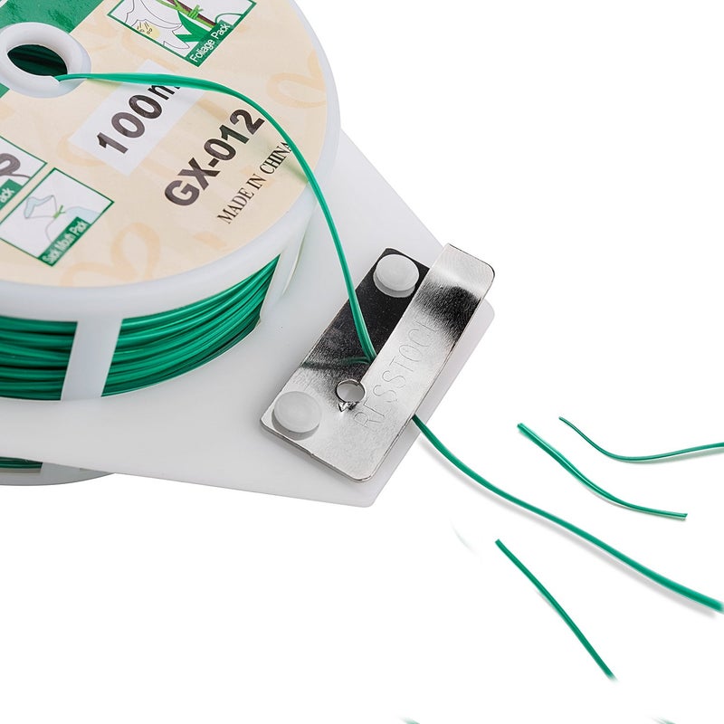JDYYICZ 328 Feet (100m) Green Multi-Function Sturdy Garden Plant Twist Tie with Cutter/ Cable Tie/Zip Tie/ Coated Wire (1) (1 roll green) - Image 2